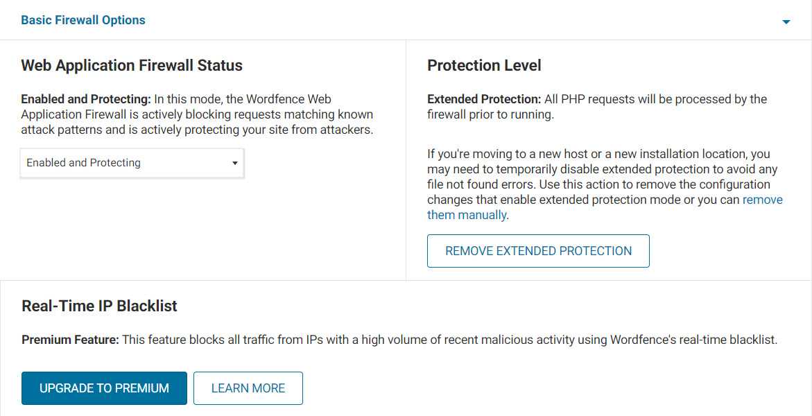 optimiser le pare-feu wordfence
